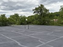 Sport court parking area before sealcoating and striping