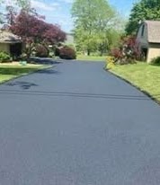 Long driveway after sealcoating