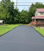 Country driveway after sealcoating